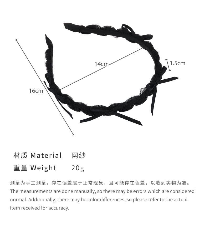 E廠-新款絲帶蝴蝶結辮子網紗髮箍少女高級感森系甜美髮卡髮帶頭箍髮飾「25657」24.07-1