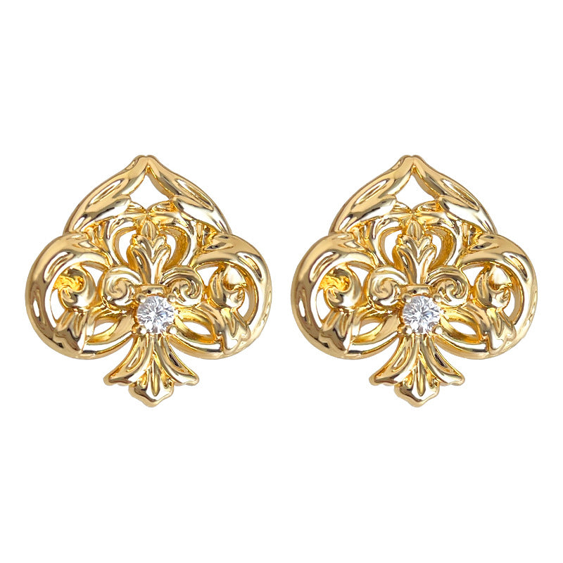 A廠-紅桃A原創設計微鑲鋯石925銀針個性設計師款小眾新款耳飾工廠耳釘「7160」25.11-4