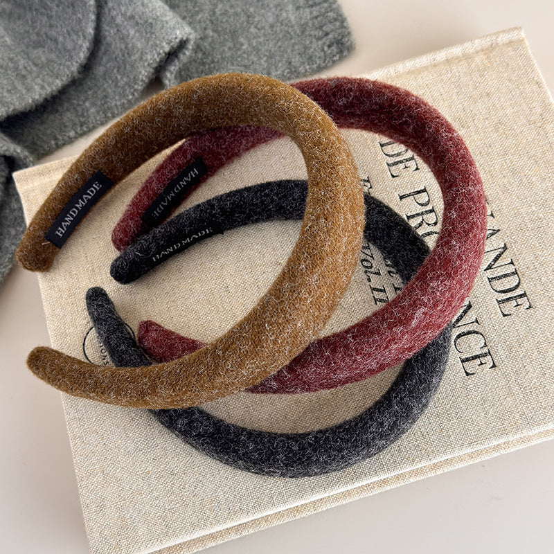 E廠-深色系毛氈髮箍女高顱頂壓髮洗臉頭箍不勒頭防滑髮卡2025新款髮飾「26247-2」25.11-2