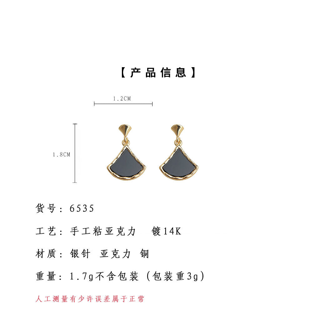 A廠-時尚高級感輕奢風925銀針鍍14K保色電鍍銀杏葉幾何耳飾耳環「6535」25.08-2