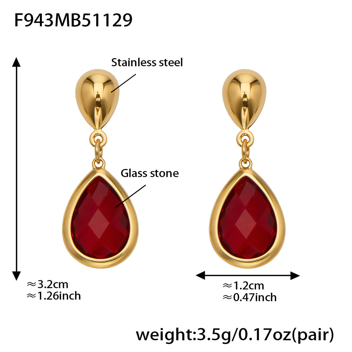 B廠-不鏽鋼十字夾珠鏈橢圓包邊切面玻璃石項鍊耳環首飾套裝鍍18k真金「TXP506」25.12-1