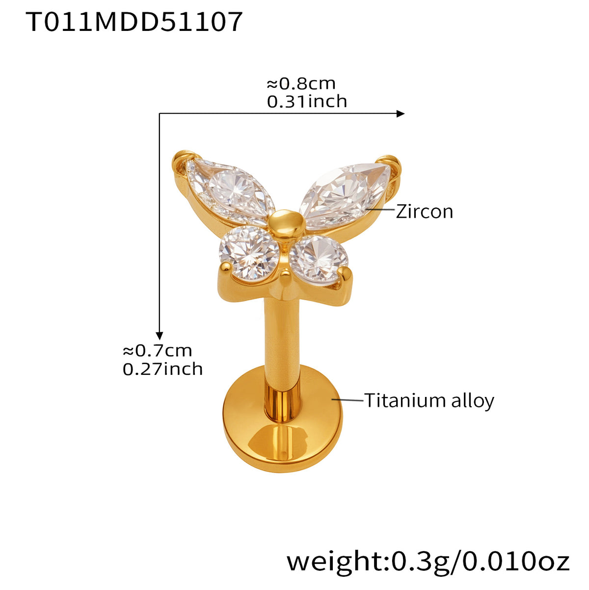 B廠-撒旦的孩子美人魚穿刺唇釘女鈦合釘甜酷辣妹唇環鈦合金飾品「T009」25.11-2