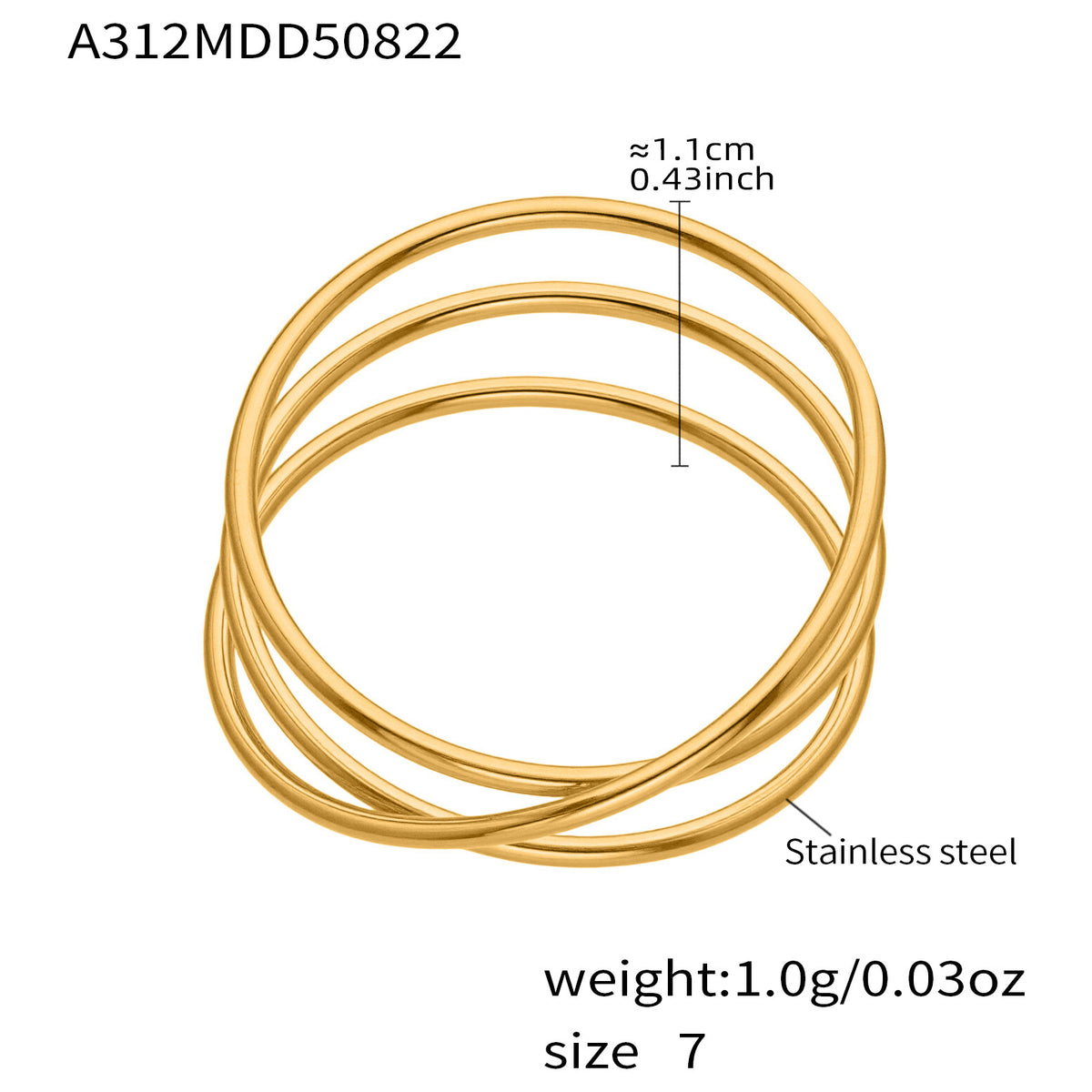 B廠-超閃5A鋯石小鑽尾戒三件套戒指不鏽鋼18k鍍金飾品跨境rings「A309-A312-A313」25.09-4