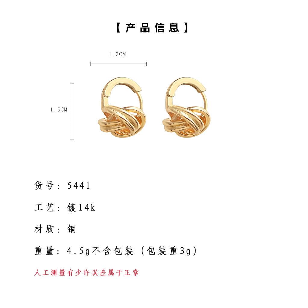 A廠-高級感鍍14K簡約繩結幾何新款耳環工廠耳扣直播供應鏈耳環飾品女「5441」25.01-2