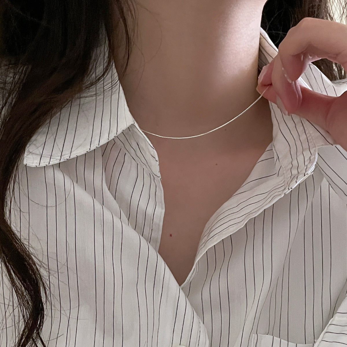 C廠-韓版純銀疊戴風項鍊女復古時尚優雅氣質蛇骨鏈簡約百搭精緻新飾品「XL-1134」25.09-2