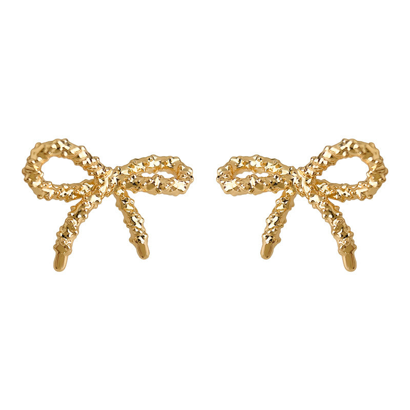 A廠-時尚高級感簡約小巧沙面蝴蝶結925銀針新款耳環工廠耳飾「6984」25.10-5