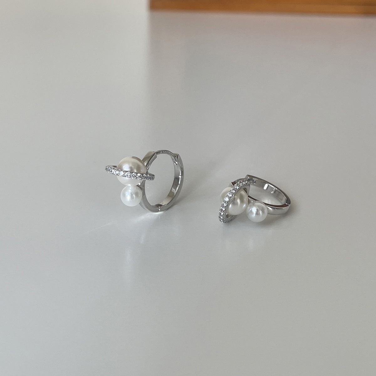 C廠-925銀針鋯石耳環女輕奢復古氣質珍珠耳扣設計感高級秋冬百搭耳飾「EH-4312」25.12-3