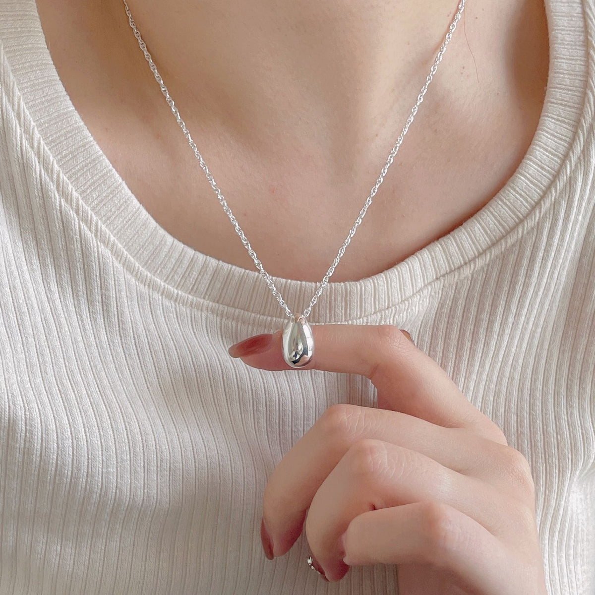 F廠-韓國韓版925純銀水滴項鍊簡約網紅小紅書氣質冷淡風項鍊「B1170」25.12-3