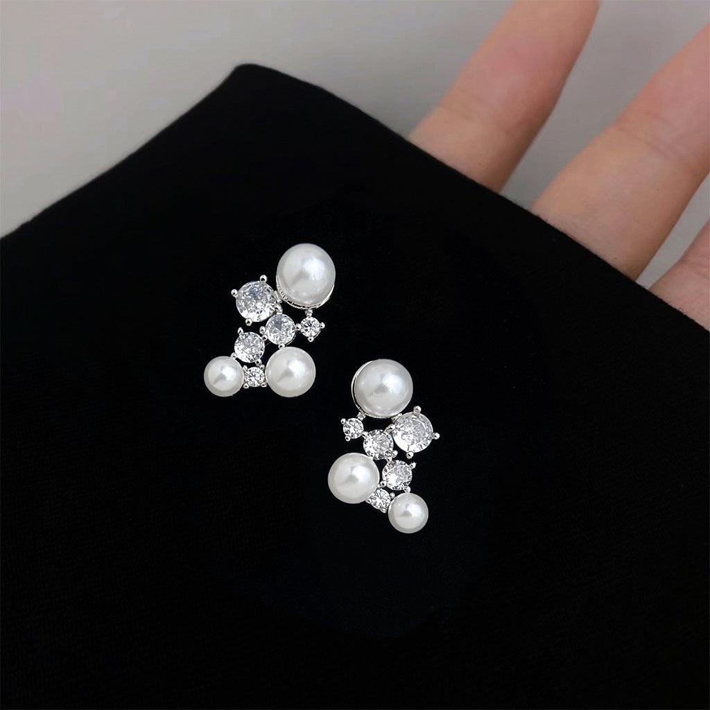 A廠-原創輕奢風微鑲鋯石925銀針星座不規則時尚百搭簡約耳飾耳釘「6330-6331」25.06-4