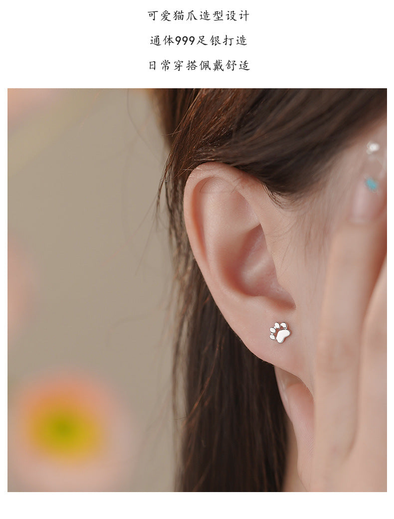 D廠-S999足銀可愛貓爪耳環女學生日常簡約甜美小清新學生耳飾批發「YC6483E_1」25.06-1