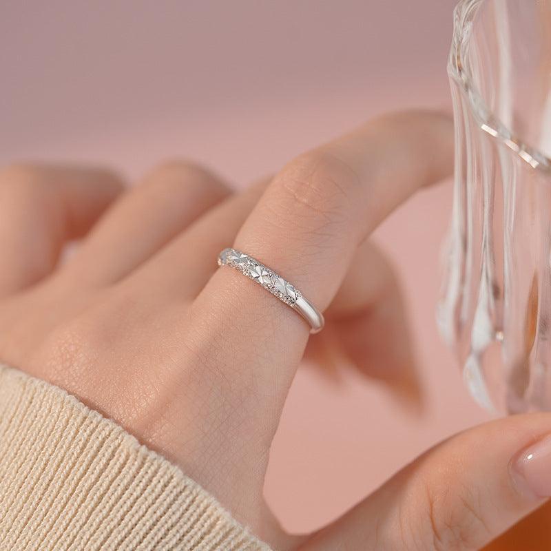 D廠-S999波光粼粼花戒指女冷淡風簡約百搭通勤時尚開口戒批發「YC3281R_1」25.03-4
