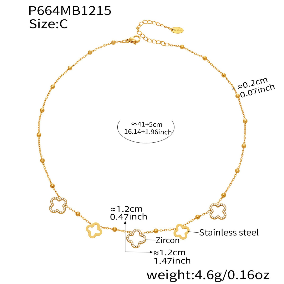 B廠-不鏽鋼5A鋯石Y字花朵流蘇項鍊鍍18k真金歐美時尚簡約輕奢珠寶首飾「P664」25.12-3