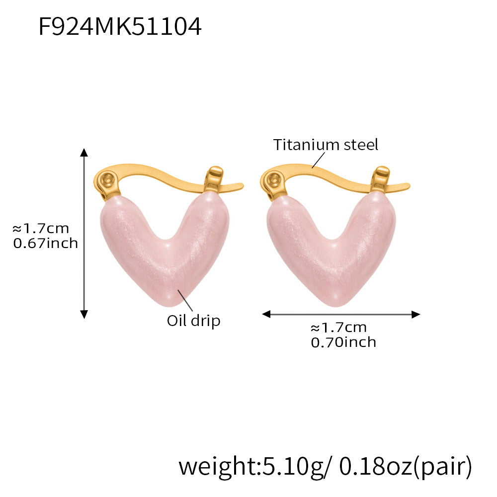 B廠-ins跨境熱銷款不對稱滴油愛心耳環輕奢高質感耳扣鍍18k真金「F924」25.11-2