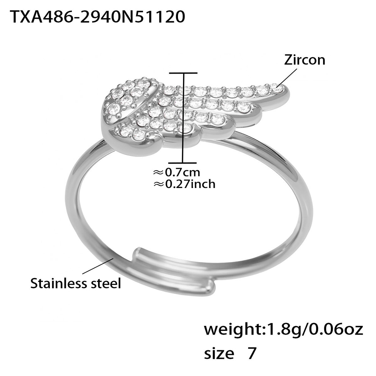 B廠-超閃5A鋯石小翅膀造型手鍊項鍊耳環戒指套裝不鏽鋼鍍18k金「TXP486」25.11-4