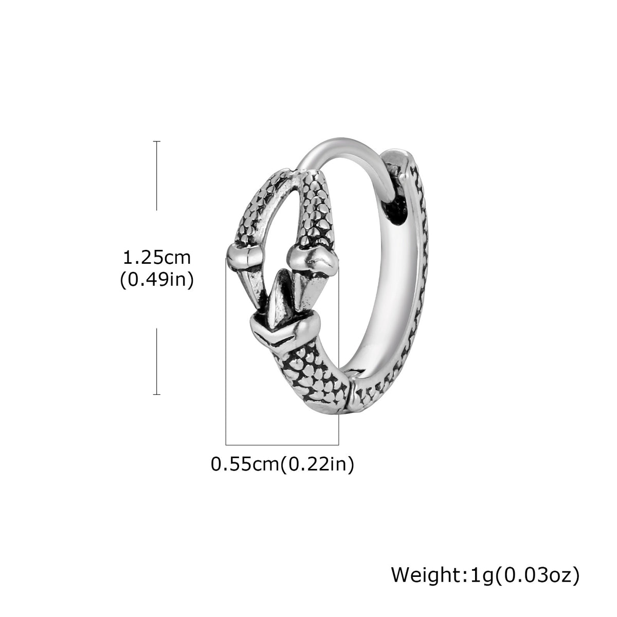 G廠-歐美嘻哈風跨境熱銷不鏽鋼霸氣個性復古幾何紋理爪子耳圈「EH-837S」25.12-2