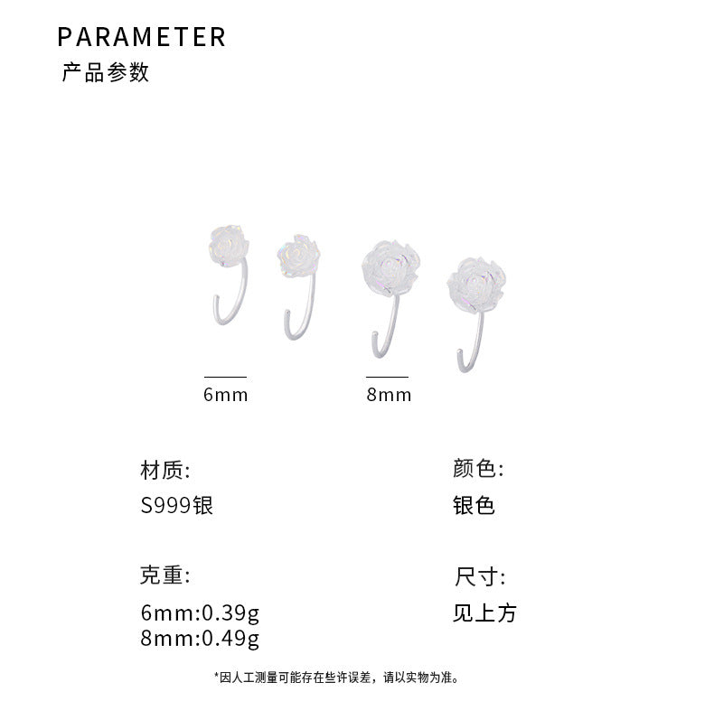 D廠-S999足銀玫瑰花耳鉤法式復古文藝治癒炫彩氣質小眾耳飾「YC5317E_2」25.06-4