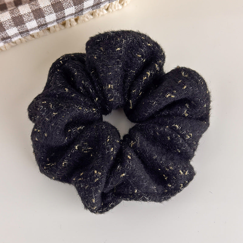 E廠-韓系秋冬彩色毛線針織金絲大腸髮圈女氣質超大丸子頭馬尾頭繩頭飾「27724」25.11-4