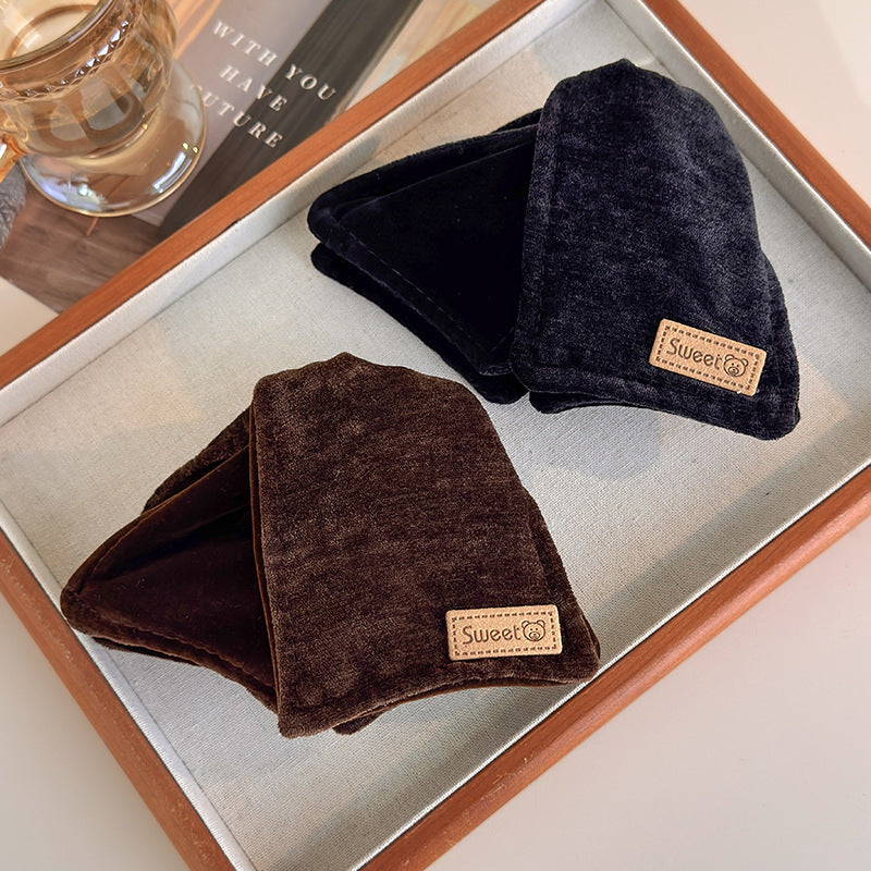 E廠-復古絲絨三角抓夾女高級感2025新款高端後腦勺盤髮大號鯊魚夾髮卡「27750」25.12-1