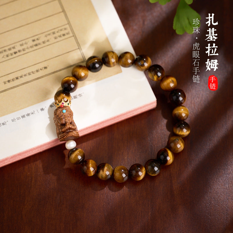AS廠-東迦檀香扎基拉姆手鍊女款禮物金木水火土多寶瑪瑙水晶五行手串「J081J902」25.07-4