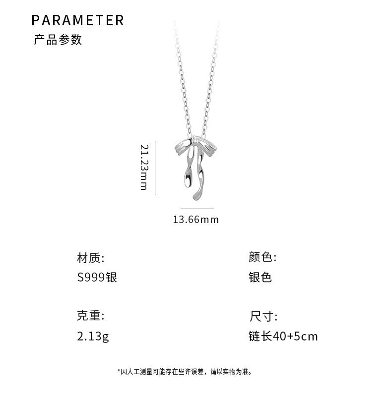 D廠-999足銀蝴蝶結項鍊時尚設計感新款甜美文藝小眾鎖骨鏈「YC0887N_1」25.04-4