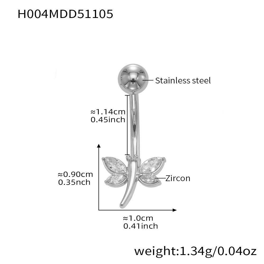B廠-超閃5A鋯石愛心水滴造型肚臍釘不鏽鋼18k鍍金歐美穿刺飾品「H001」25.11-2