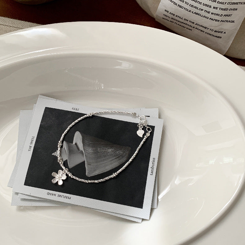 C廠-韓版甜美系輕奢小碎銀花朵竹節S925純銀項鍊車花直管手鍊銀手鍊「1537-1538」25.11-2