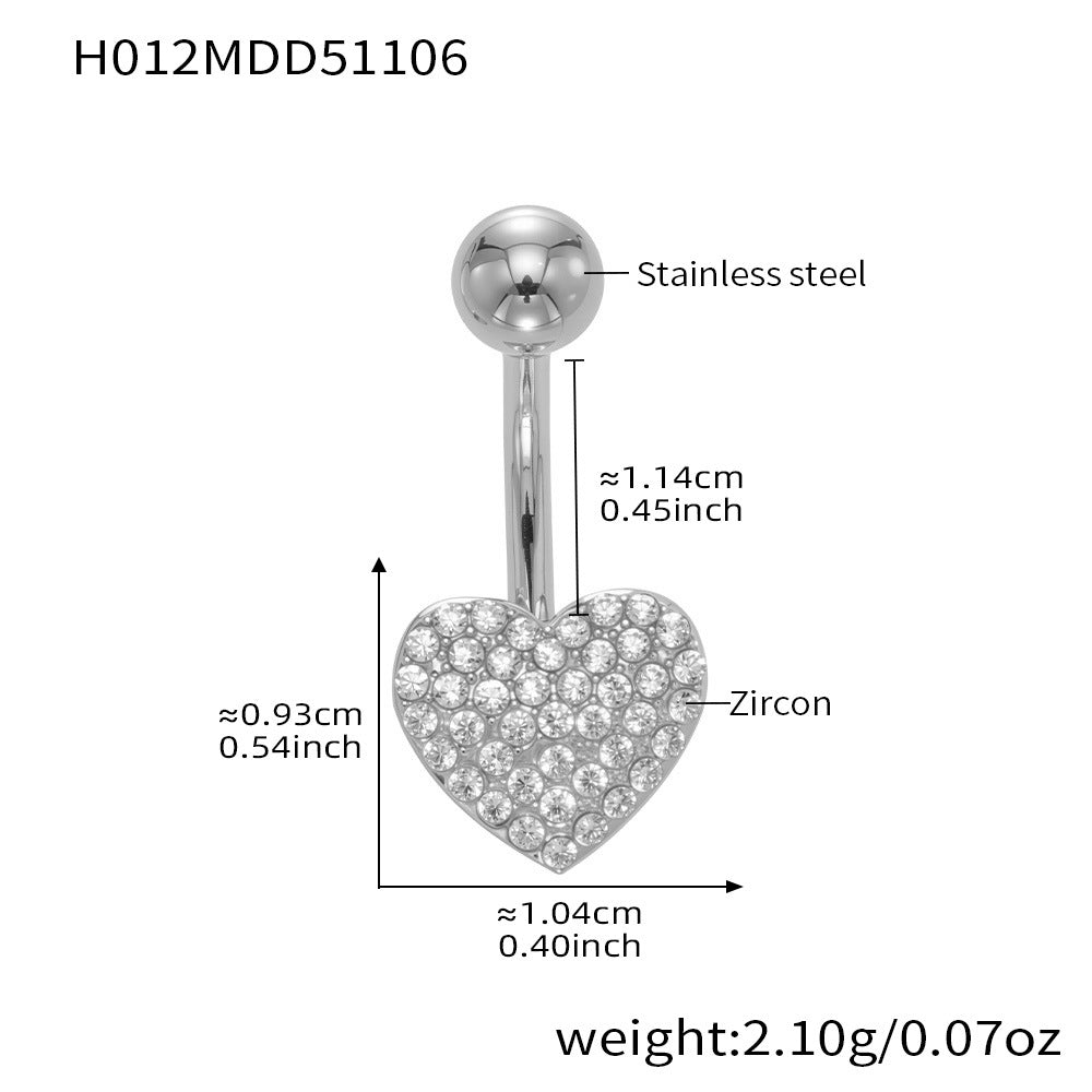 B廠-跨境新款多元素滿鑽鋯石肚臍釘不鏽鋼鍍18k金歐美穿刺飾品「H009」25.11-2