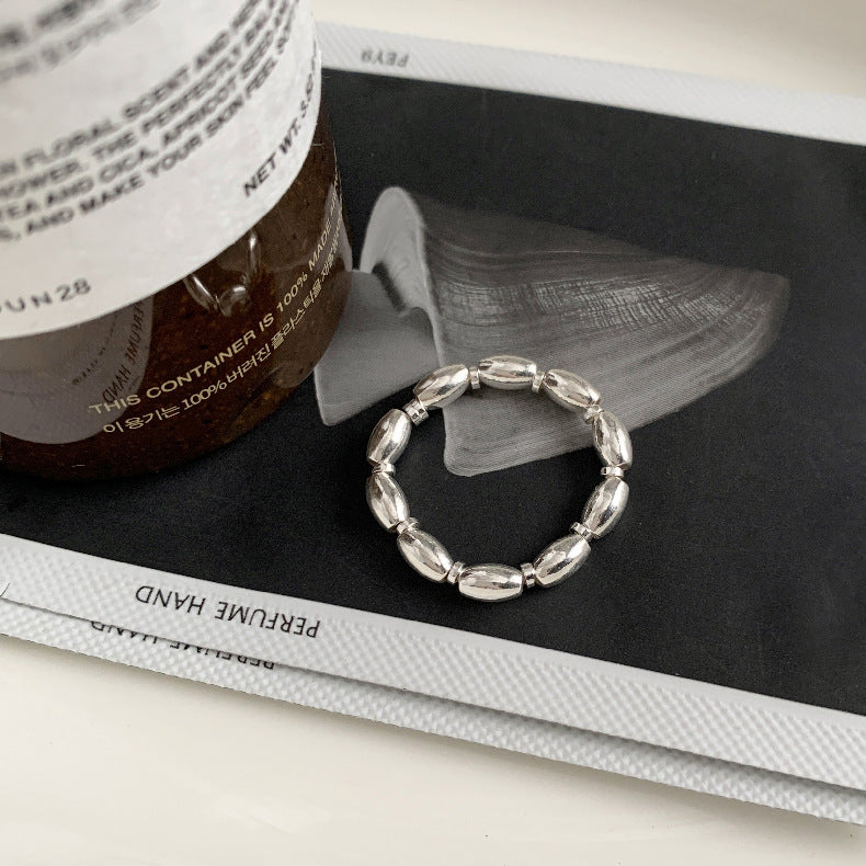 C廠-韓國輕奢小眾老花四葉草糖果十字架愛心大象米珠彈力S925純銀戒指「RC」25.11-4