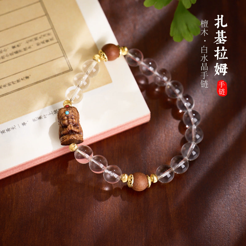 AS廠-東迦檀香扎基拉姆手鍊女款禮物金木水火土多寶瑪瑙水晶五行手串「J081J902」25.07-4