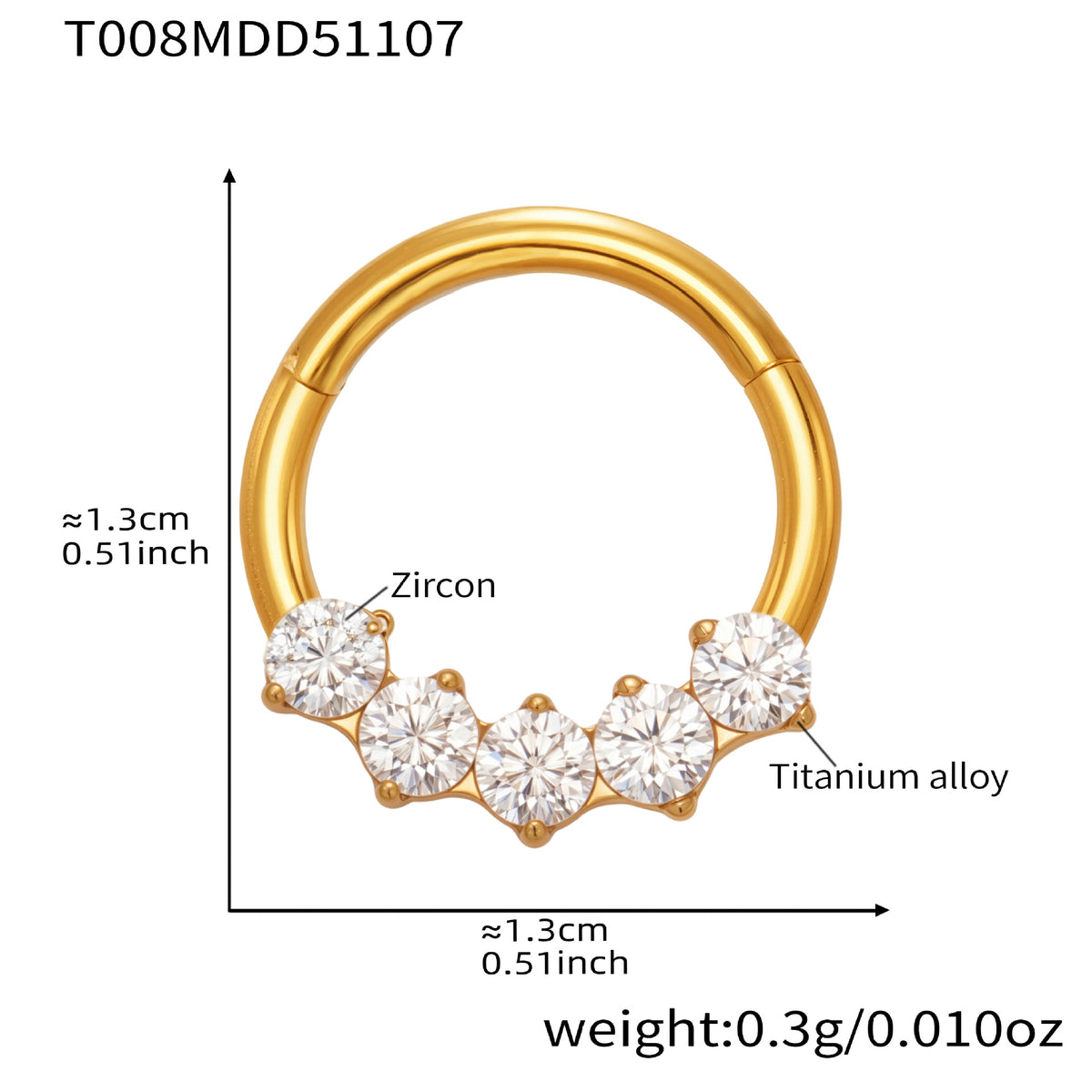 B廠-鈦合金鑲嵌5A鋯石鼻環歐美甜酷辣妹穿刺鼻環潮人時尚無縫環「T001」25.11-2