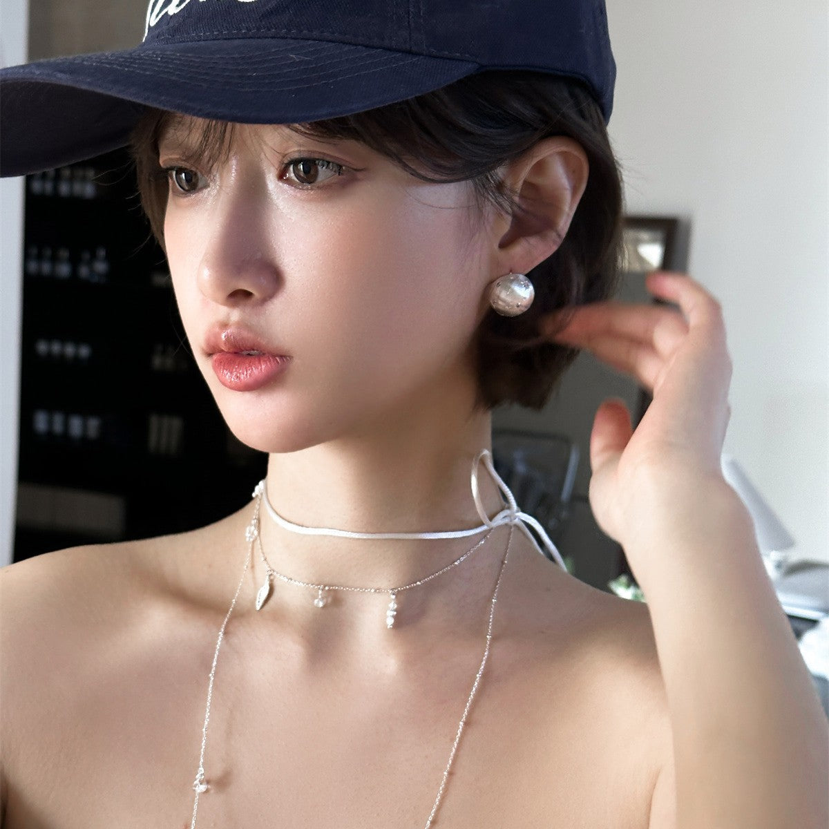 C廠-法式復古老錢風圓形拉絲滿天星星芒耳釘女輕奢小眾個性銀針耳飾「EH-3978」25.08-5