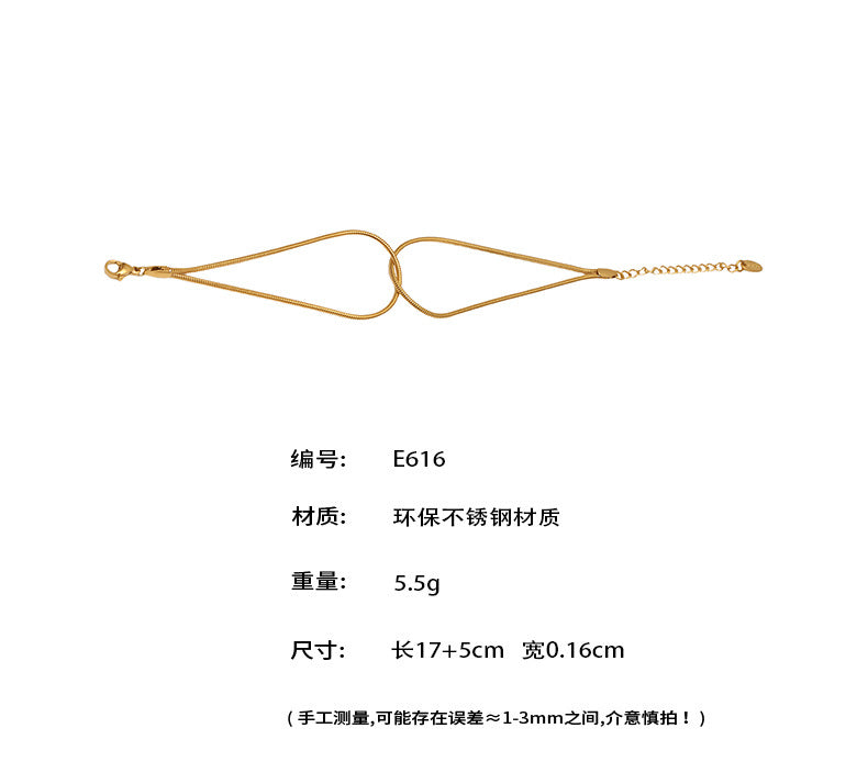 B廠-歐美不鏽鋼繩結蛇骨拼色手鍊小眾設計簡約時尚跨境飾品批發「E616」25.05-4