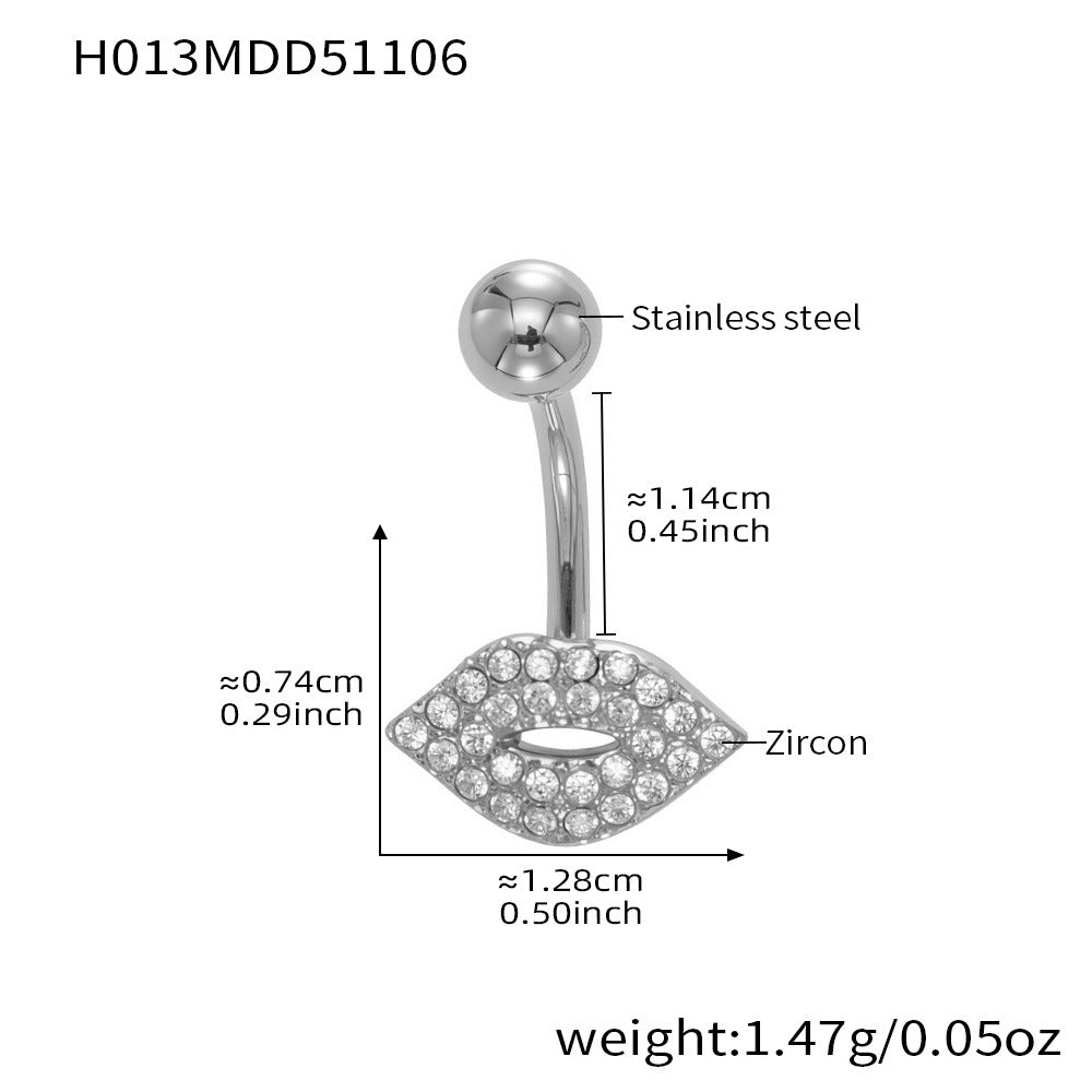 B廠-跨境新款多元素滿鑽鋯石肚臍釘不鏽鋼鍍18k金歐美穿刺飾品「H009」25.11-2
