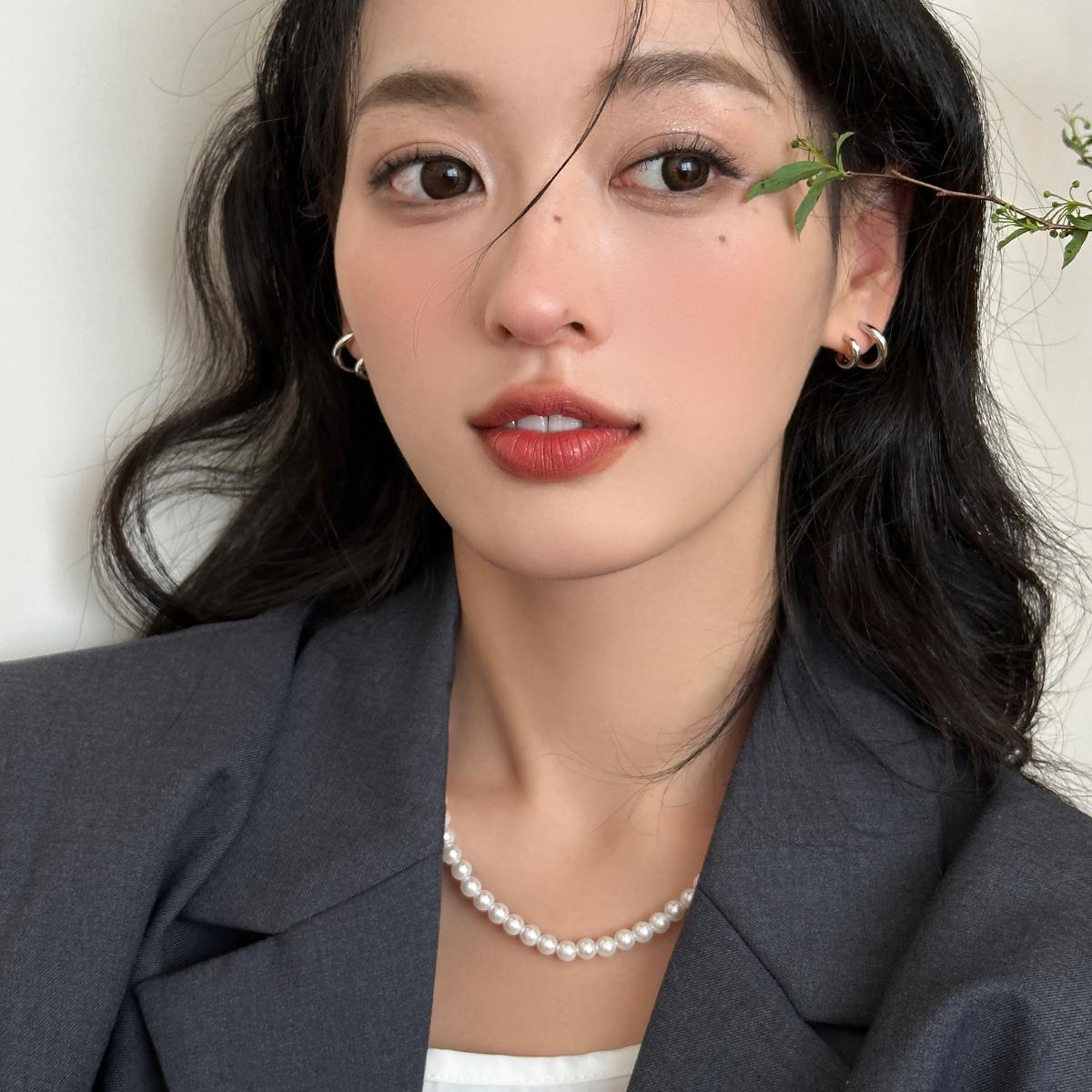 C廠-酷帥雙環素圈耳釘小眾設計高級感銀針耳環新爆耳圈耳飾女「EH-2853」25.09-1