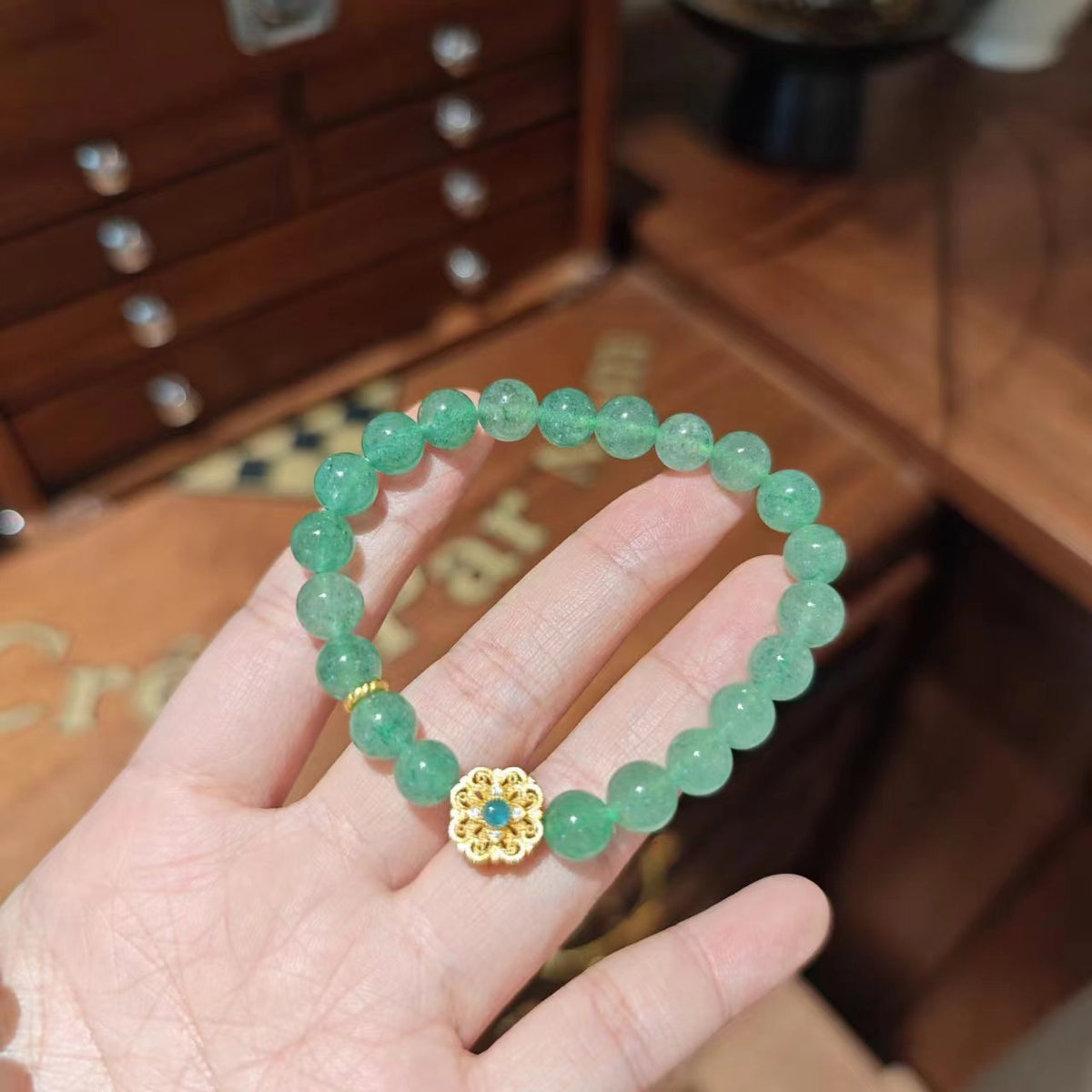 AS廠-天然綠草莓晶手鍊女紫牙烏石榴石人魚眼淚單圈手串高級感水晶批發「SL20-02-05」25.05-5