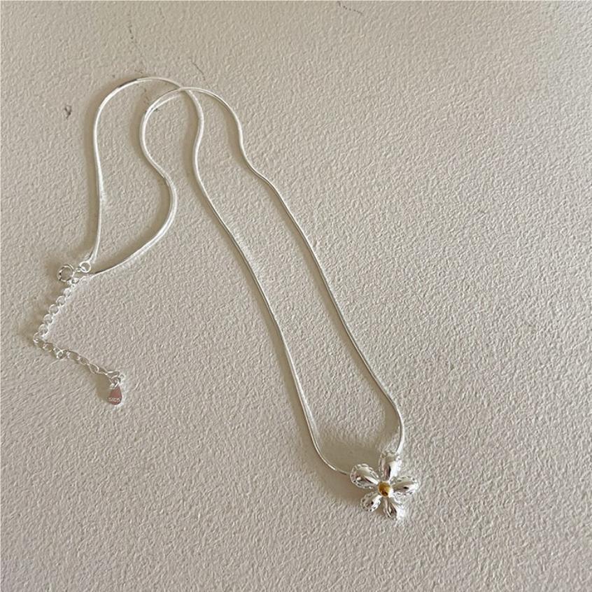F廠-韓國韓版飾品 925純銀項鍊簡約小眾chic網紅雛菊蛇骨項鍊「B1098」25.04-4