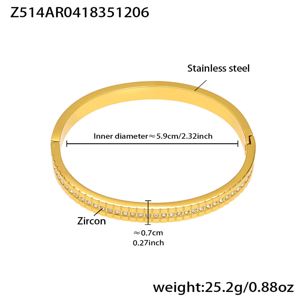 B廠-不鏽鋼單排鑽鋯石卡扣手鐲組合歐美時尚潮酷手飾品鍍18k金不掉色「Z512-15」25.12-2