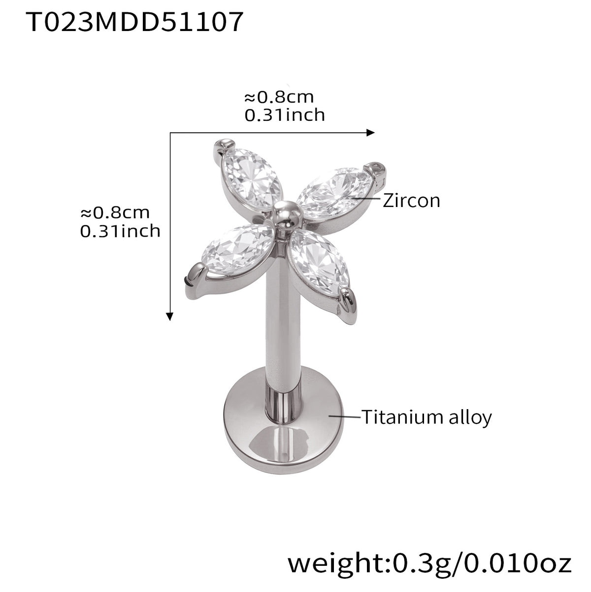 B廠-撒旦的孩子美人魚穿刺唇釘女鈦合釘甜酷辣妹唇環鈦合金飾品「T009」25.11-2