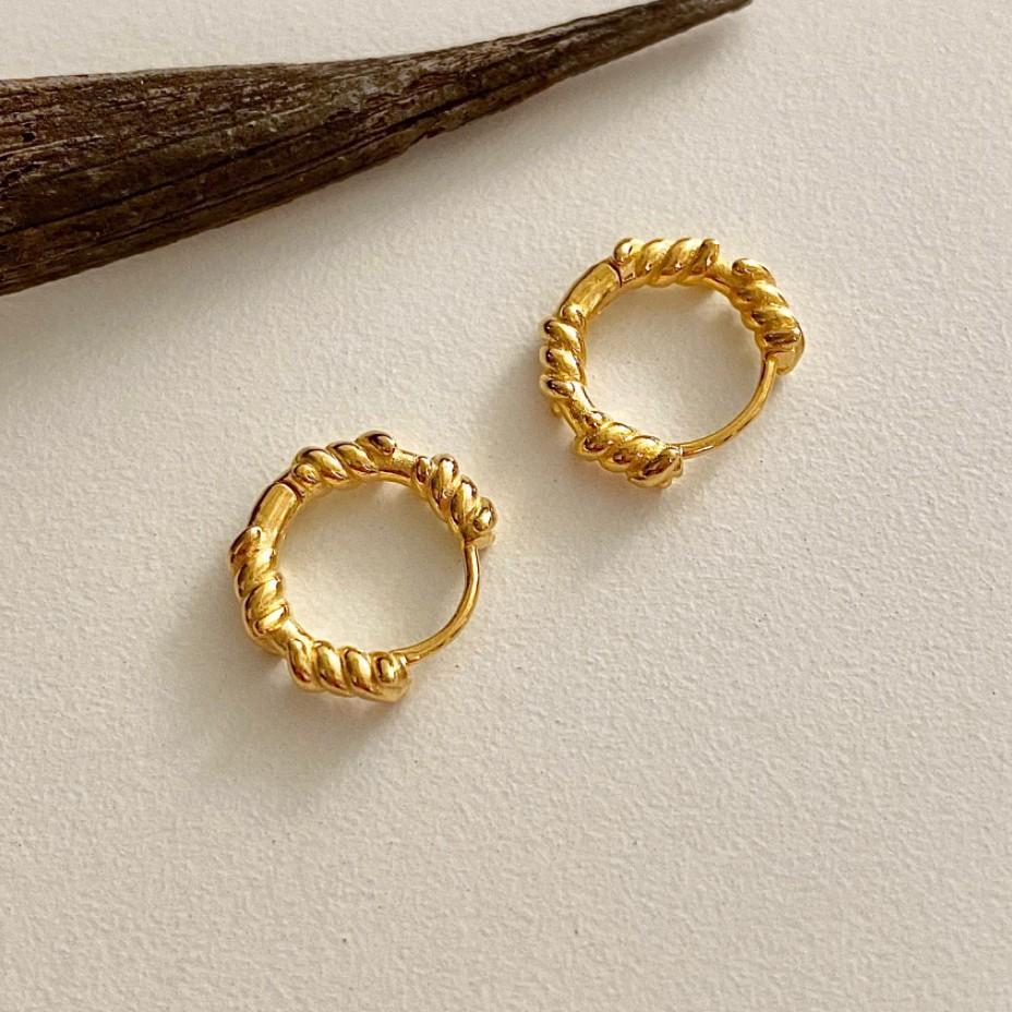 F廠-韓國韓版925純銀螺旋紋耳釘耳扣女簡約時尚ins風耳環耳飾「C1026」25.11-2