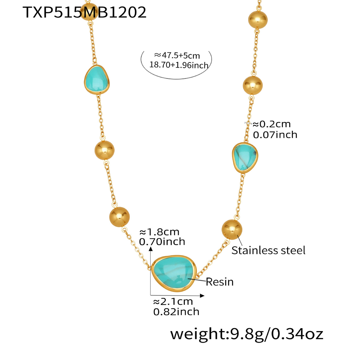 B廠-不鏽鋼彩色樹脂包邊項鍊5A鋯石愛心手鍊多巴胺飾品套裝鍍18k真金「TXP515」25.12-2