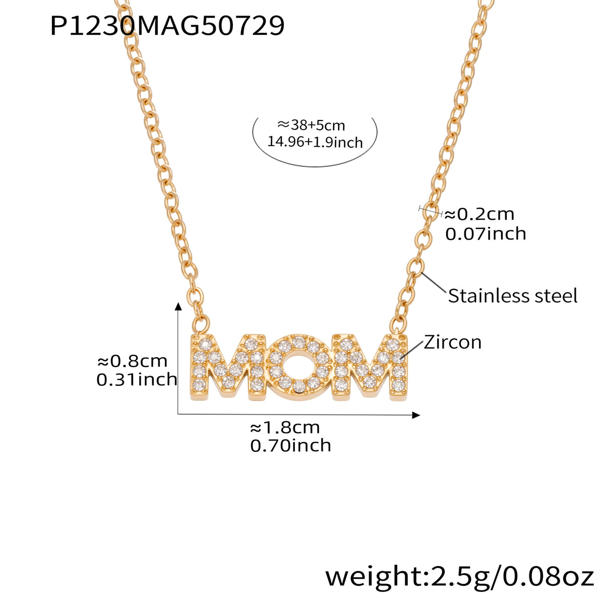 B廠-氣質字母鋯石MOM項鍊太陽花吊墜鍍18K金時尚飾品母親節禮物「P1230-1232」25.08-2