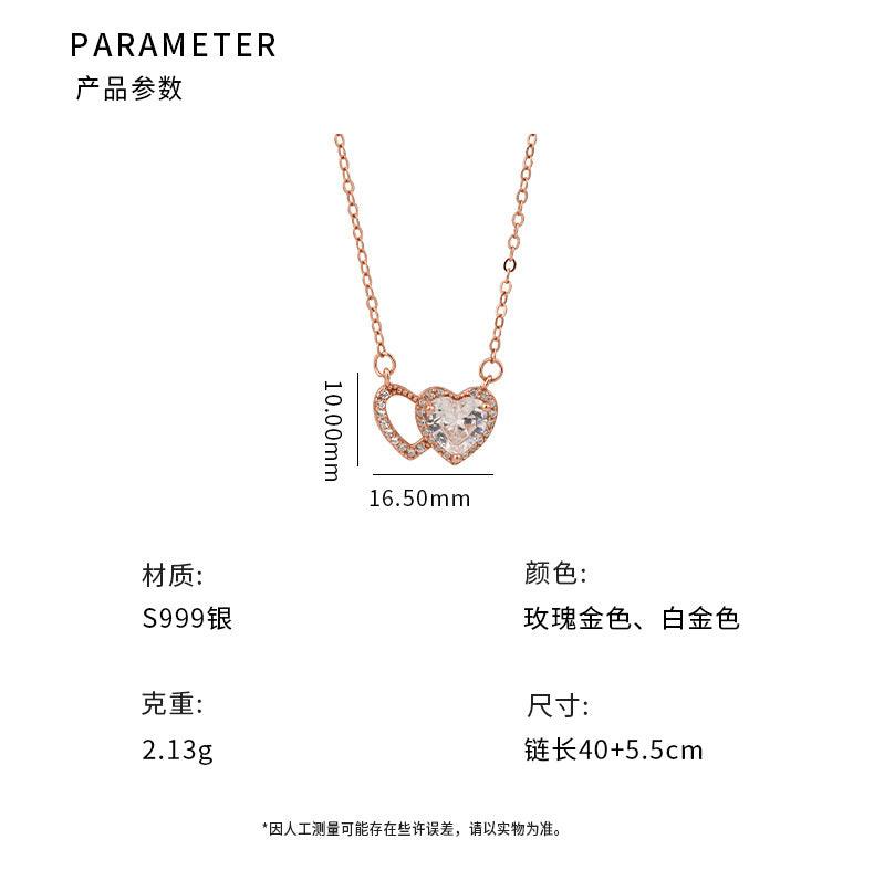 D廠-S999足銀愛心項鍊文藝風個性清新甜美氣質少女小眾鎖骨鏈批發「YC3231N」24.07-1