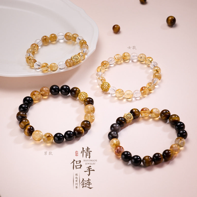 AS廠-抖音爆款天然黃水晶手鍊女520情侶款財源滾滾好運黃水晶手串批發「SJ001J187」25.05-2