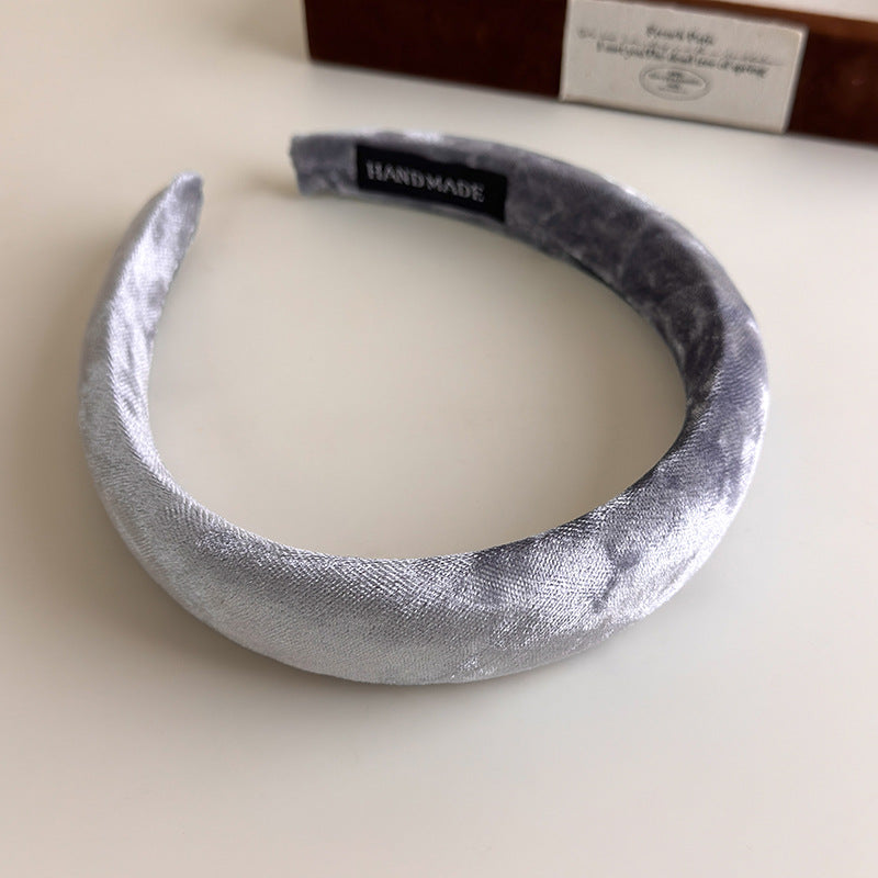E廠-復古純色海綿髮箍柔軟絨面絲絨布藝寬邊頭箍增高顱頂秋冬頭飾女「27233」25.07-3