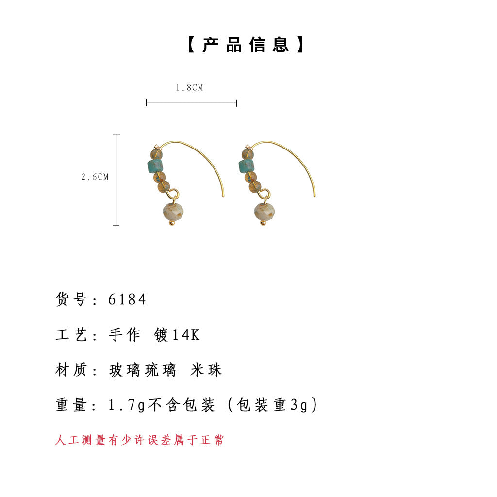 A廠-文藝復古琉璃耳環國潮原創設計簡約通勤高級感耳飾「6184」25.06-1