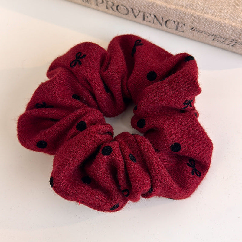 E廠-新年紅色波點大腸髮圈網紅2025新款綁頭髮頭繩高顱頂頭箍洗臉髮捆「27755」25.12-1