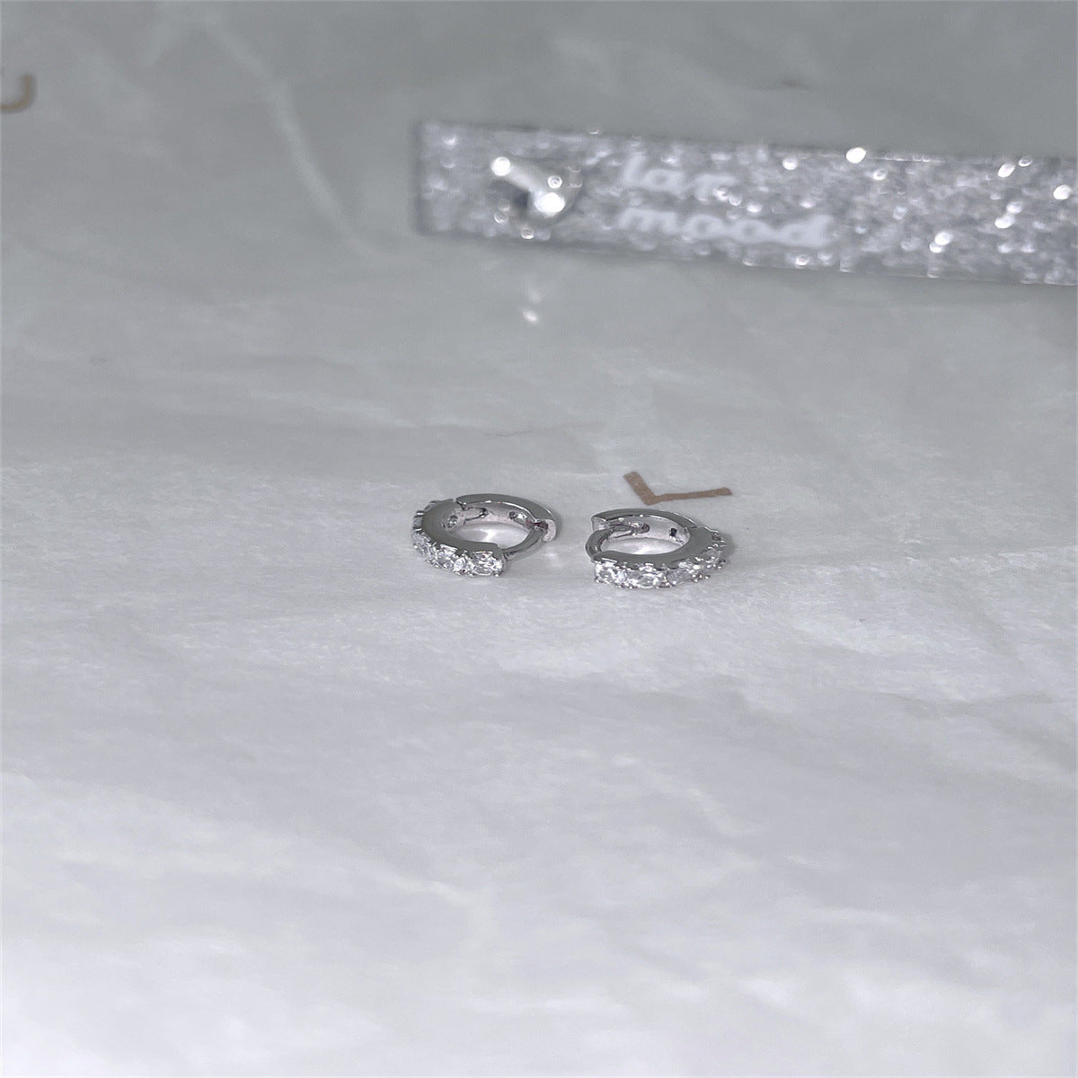 C廠-極簡冷淡風鋯石耳環女輕奢高級感mini純銀耳圈精緻時尚氣質耳扣「EH-4209」25.10-3