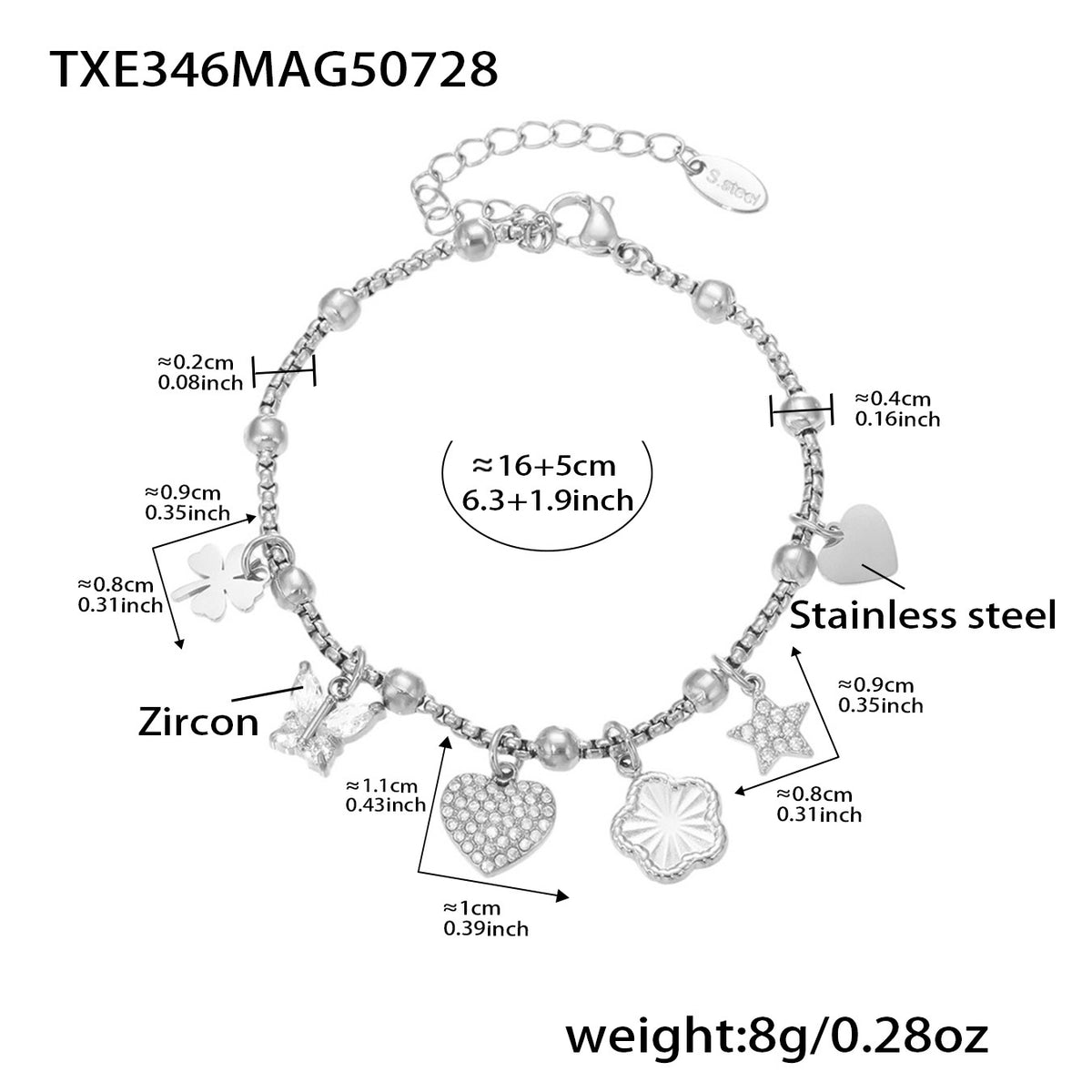 B廠-超閃5A鋯石愛心花朵鎖骨項鍊ins風手鍊不鏽鋼18K金時尚首飾「TXP346」25.08-1