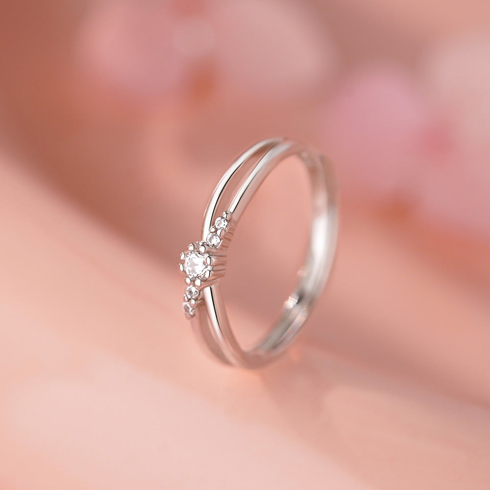 D廠-足銀S999莫比烏斯鋯石情侶對戒簡約設計獨特個性精緻高級戒指「YC3759R_1」25.12-2