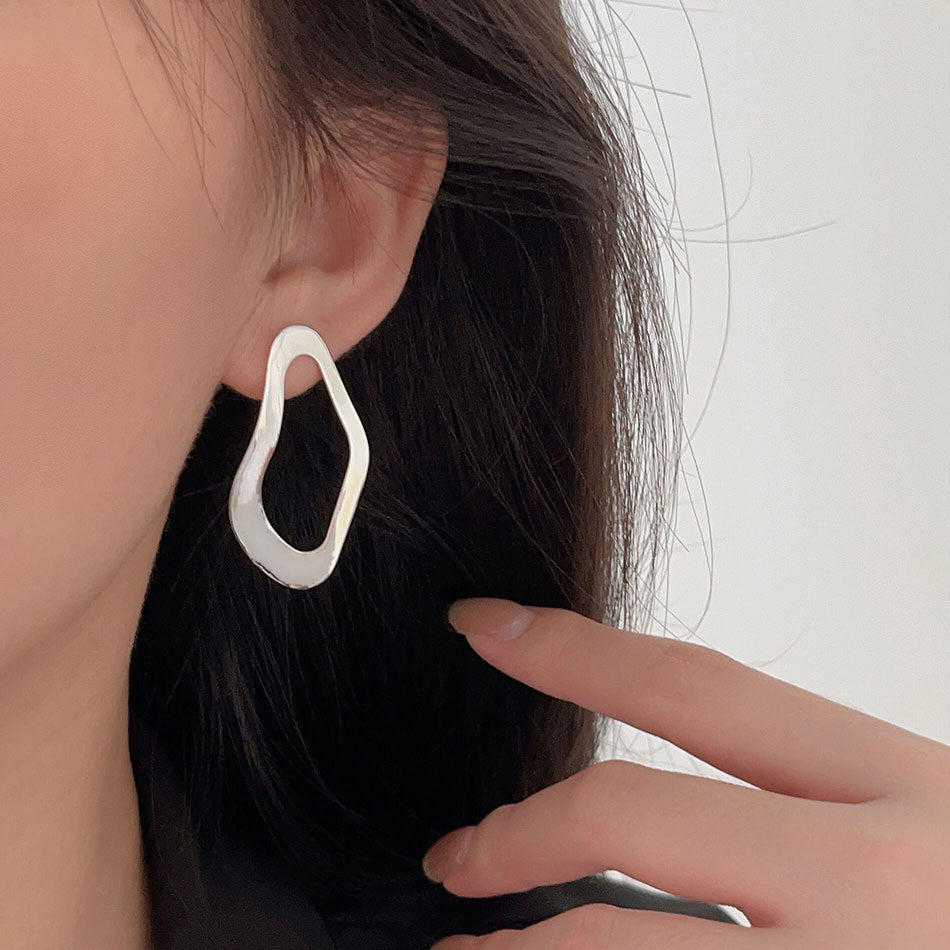 F廠-韓國韓版女925純銀耳釘INS風格設計師不規則造型耳環耳墜網紅耳飾「C588」25.11-1